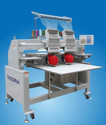 2 Head 15 Needle Tubular Embroidery Machine With 10'' Touch Panel